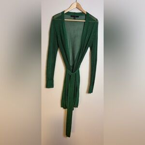 White House Black Market Green Open Knit Cardigan Sweater